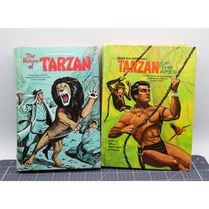 Vintage Tarzan Book Set Whitman Edgar Rice Burroughs Apes & Return 60s Hardcover